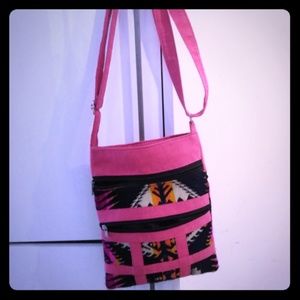 Boho Pink Suede Crossbody Purse NEW!